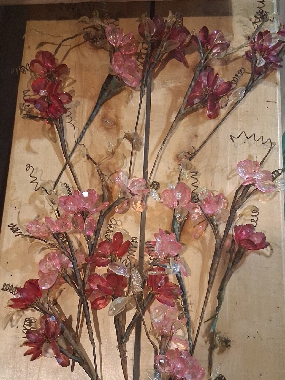 Pink and Red Decorative Mid Century Acrylic Flower Stems